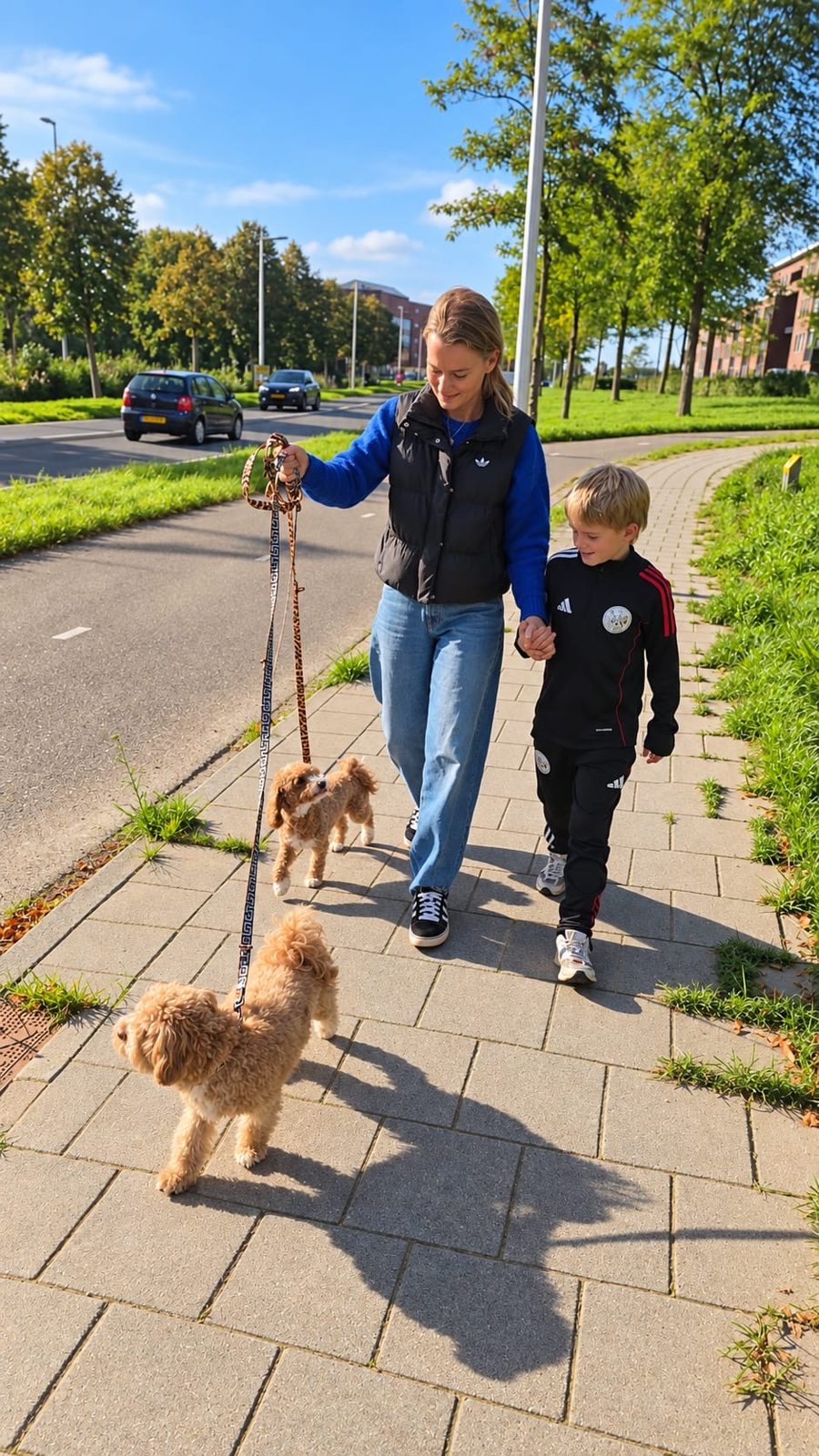 Samen wandelen met twee hondjes