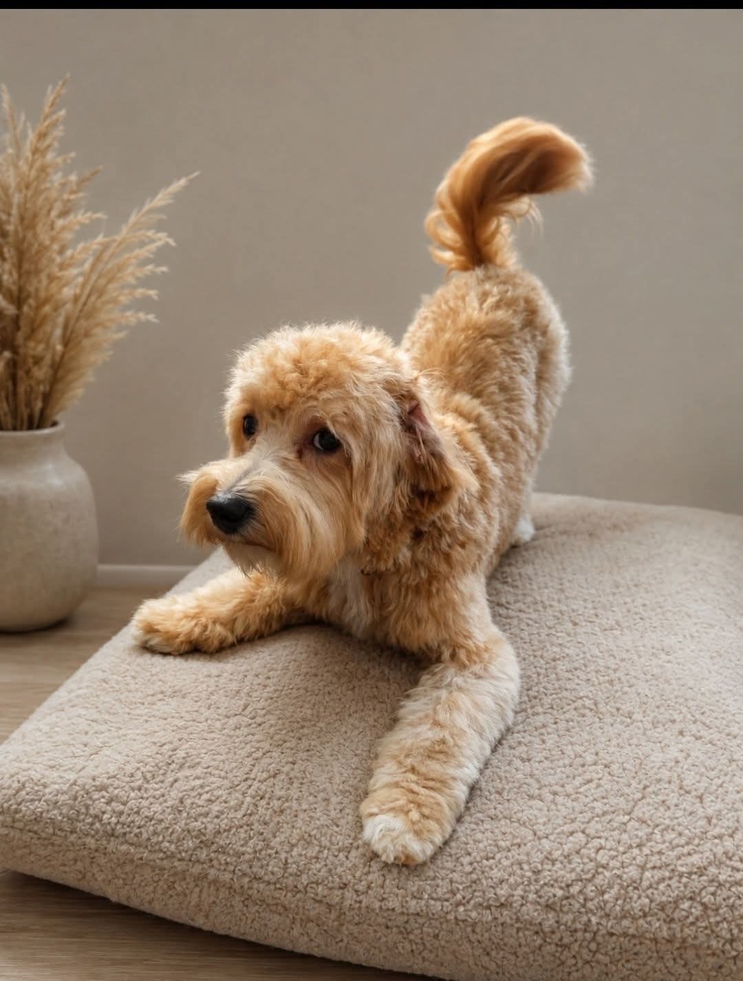 Hond die heerlijk ligt te slapen op een zachte deken